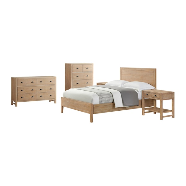 Alaterre Furniture Arden 5-Piece Bedroom Set with King Bed, Two 2-Drawer Nightstands with open shelf, Chest, Dresser ANAN022344029 - main